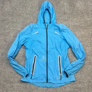 LL Bean Windbreaker Lightweight Running Jacket Women's XS Blue Full Zip Hooded